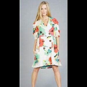 Nanette Lepore Floral Double Breasted Dress Coat